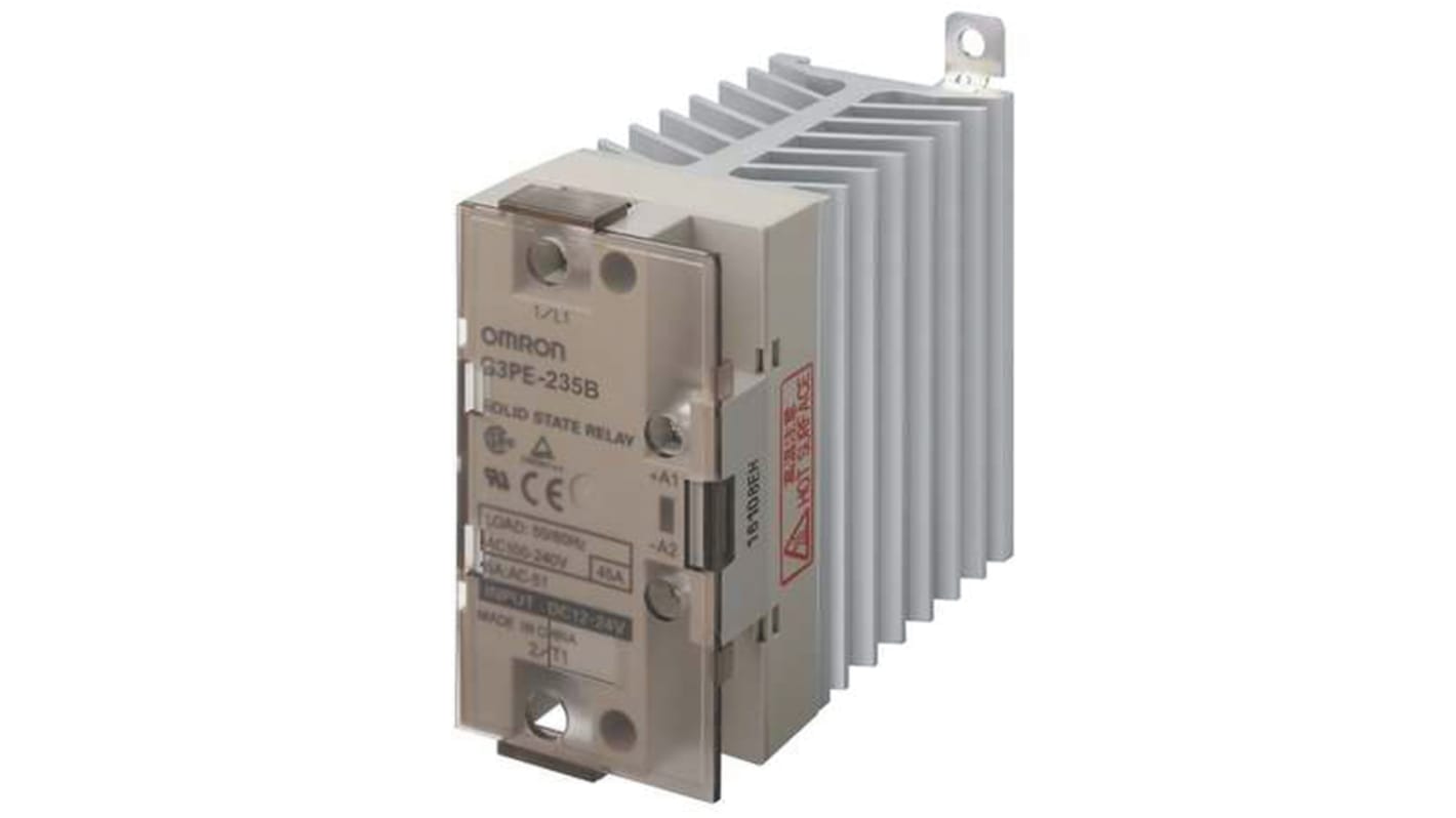 Omron G3PE Three Phase Series Solid State Relay, 35 A Load, DIN Rail Mount, 264 V ac Load, 30 V dc Control