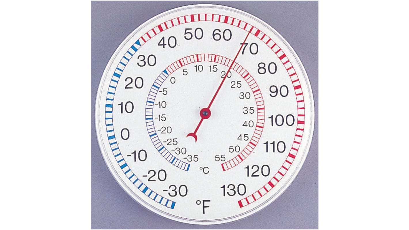 Thermomètre à aiguille RS PRO, +55 °C max, Montage Mural, Ø cadran 40cm