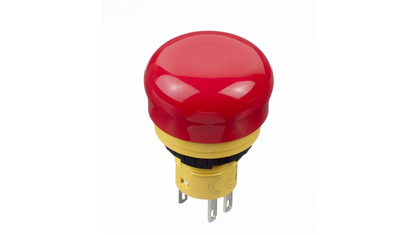 Idec Emergency Stop Push Button, Panel Mount, 16.2mm Cutout, SPDT, IP65