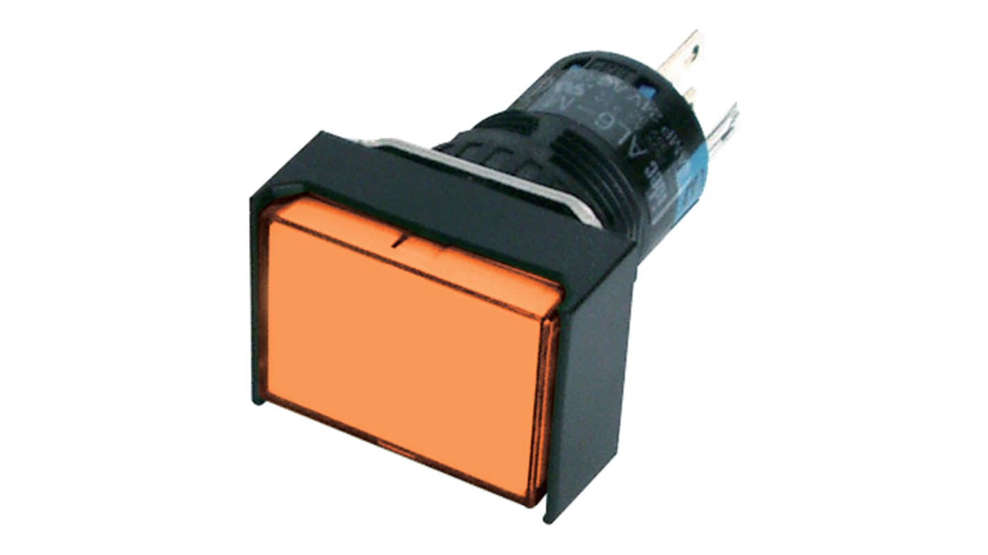 Idec Illuminated Push Button Switch, Momentary, Panel Mount, 16mm Cutout, SPDT, Amber LED, 250V, IP65