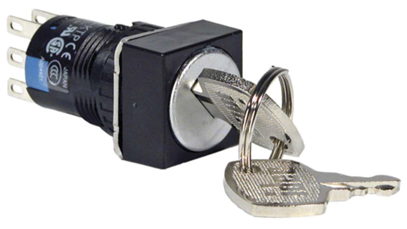 IP40, IP65 Key Switch, DPDT, 1 A 2-Way Common-Key