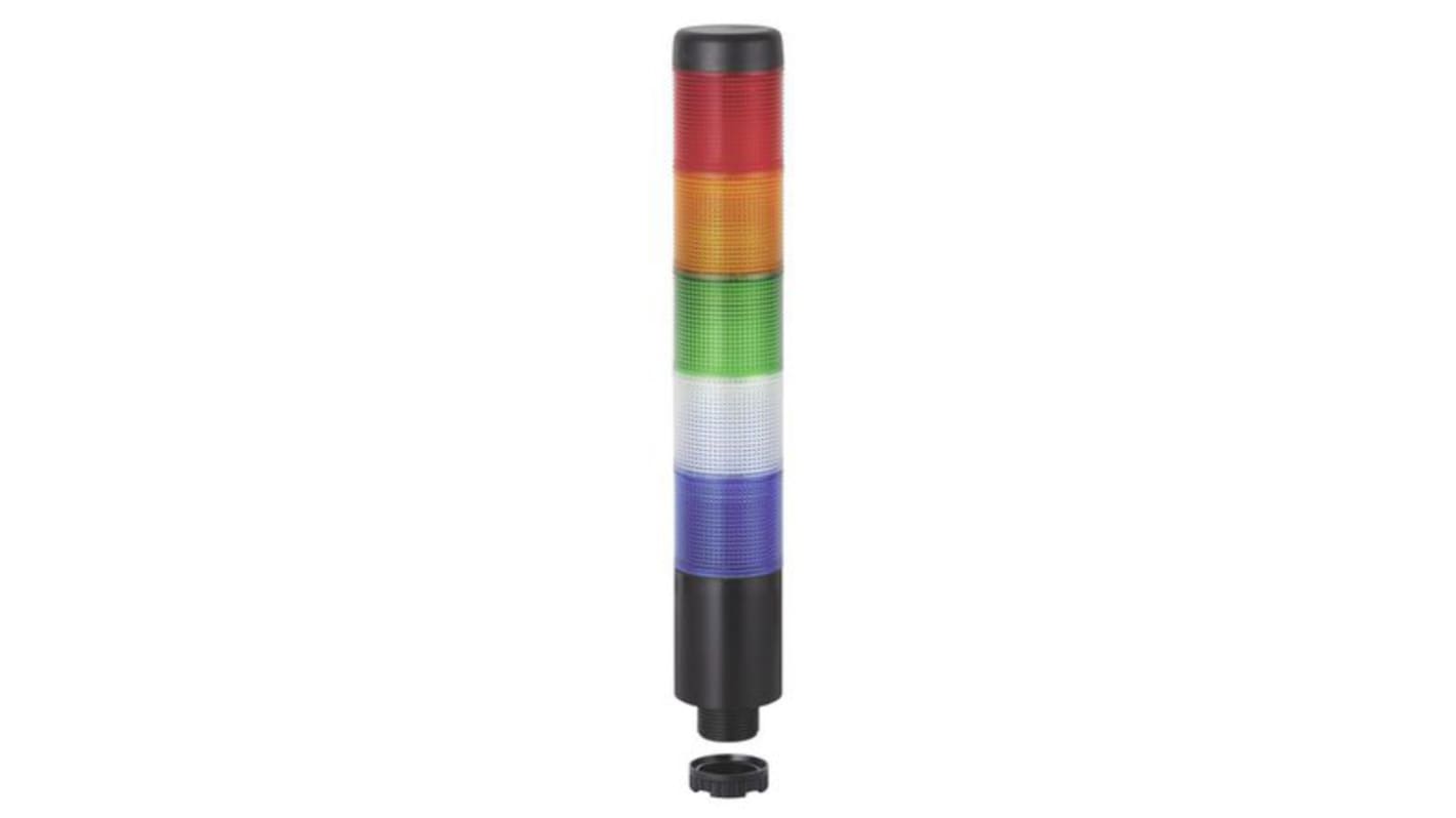 Columna de señalización Werma Kompakt 37, LED, con 5 elementos Azul, transparente, verde, rojo, amarillo, 85dB @ 1 m,