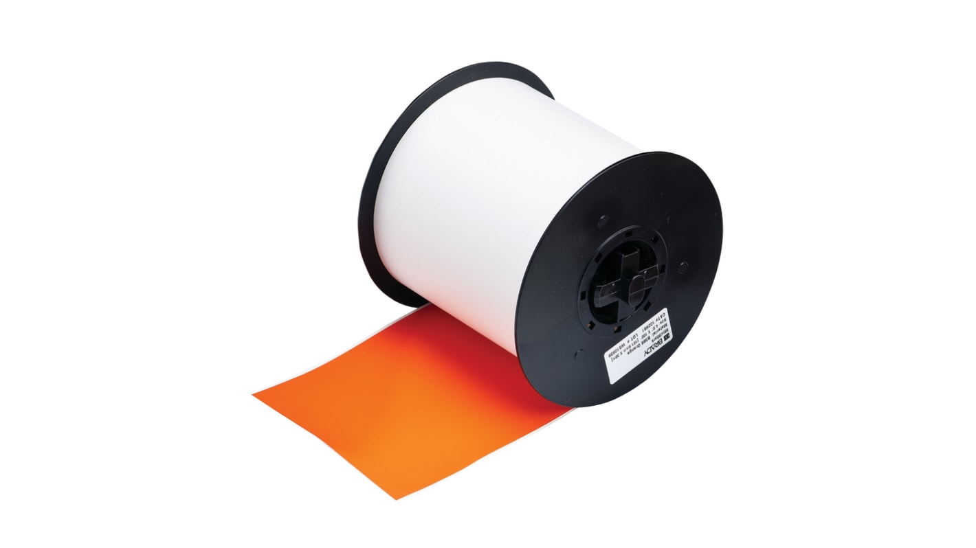 Brady B-7569 Vinyl Orange Label Roll, 101.6mm Width, 1 Roll Qty