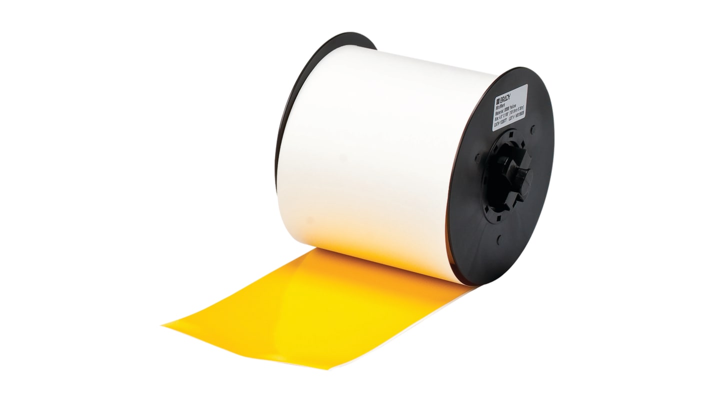 Brady B-7569 Vinyl Yellow Label Roll, 101.6mm Width, 1 Roll Qty