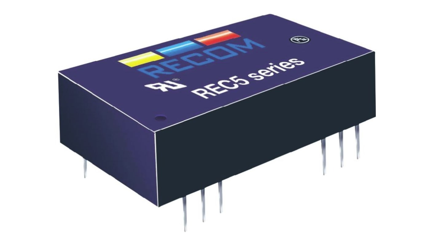 Recom REC5 DC/DC-Wandler 5W 24 V dc IN, ±15V dc OUT / ±170mA Durchsteckmontage 4kV dc isoliert