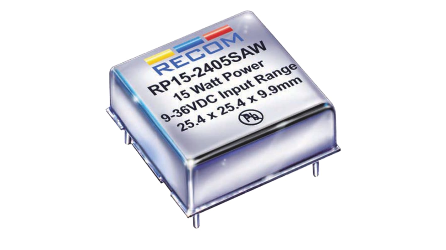 Recom DC-DCコンバータ Vout：±15V dc 9 → 36 V dc, 15W, RP15-2415DAW