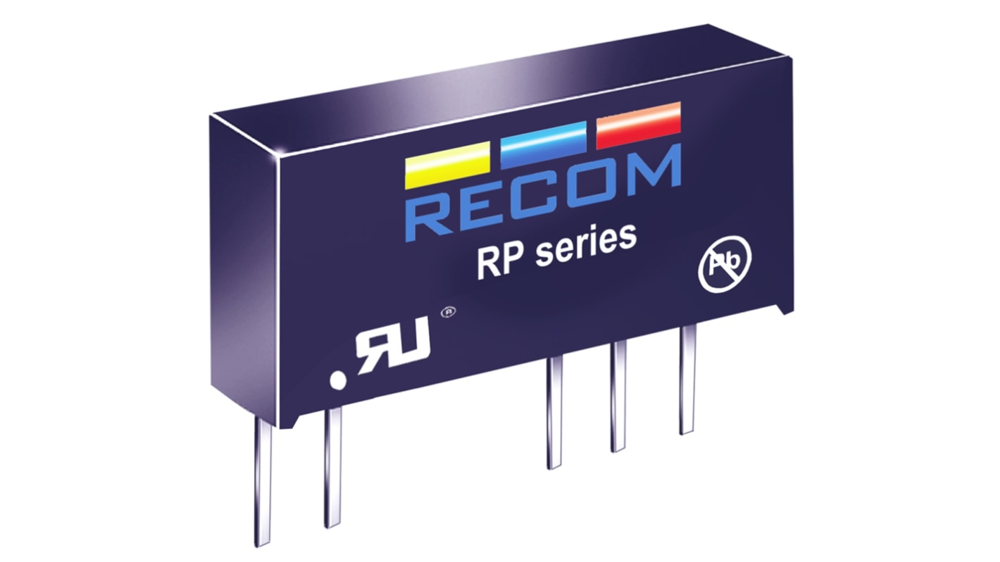 Recom RP DC-DC Converter, 24V dc/ 42mA Output, 21.6 → 26.4 V dc Input, 1W, Through Hole, +90°C Max Temp -40°C