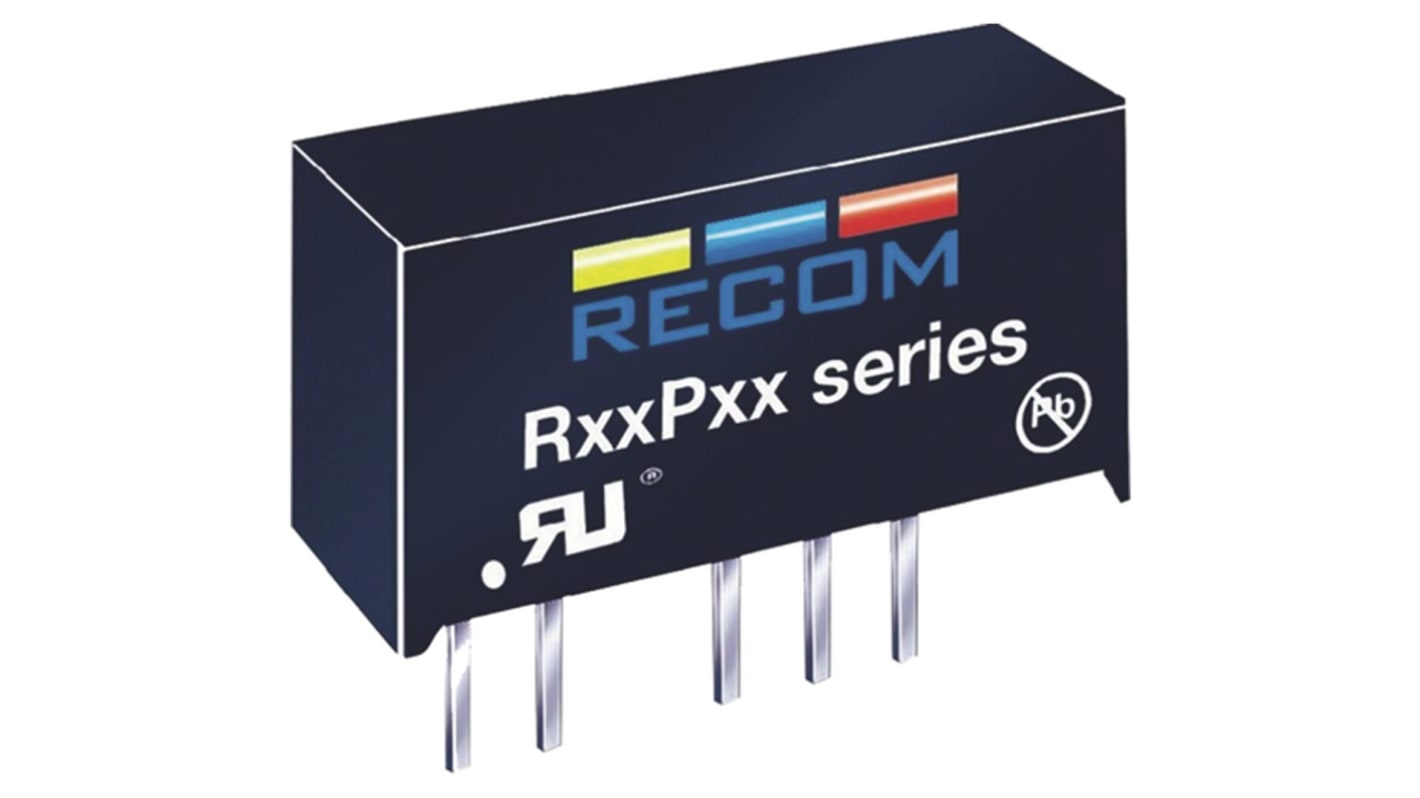 Recom DC-DCコンバータ Vout：15V dc 4.5 → 5.5 V dc, 1W, R05P15S