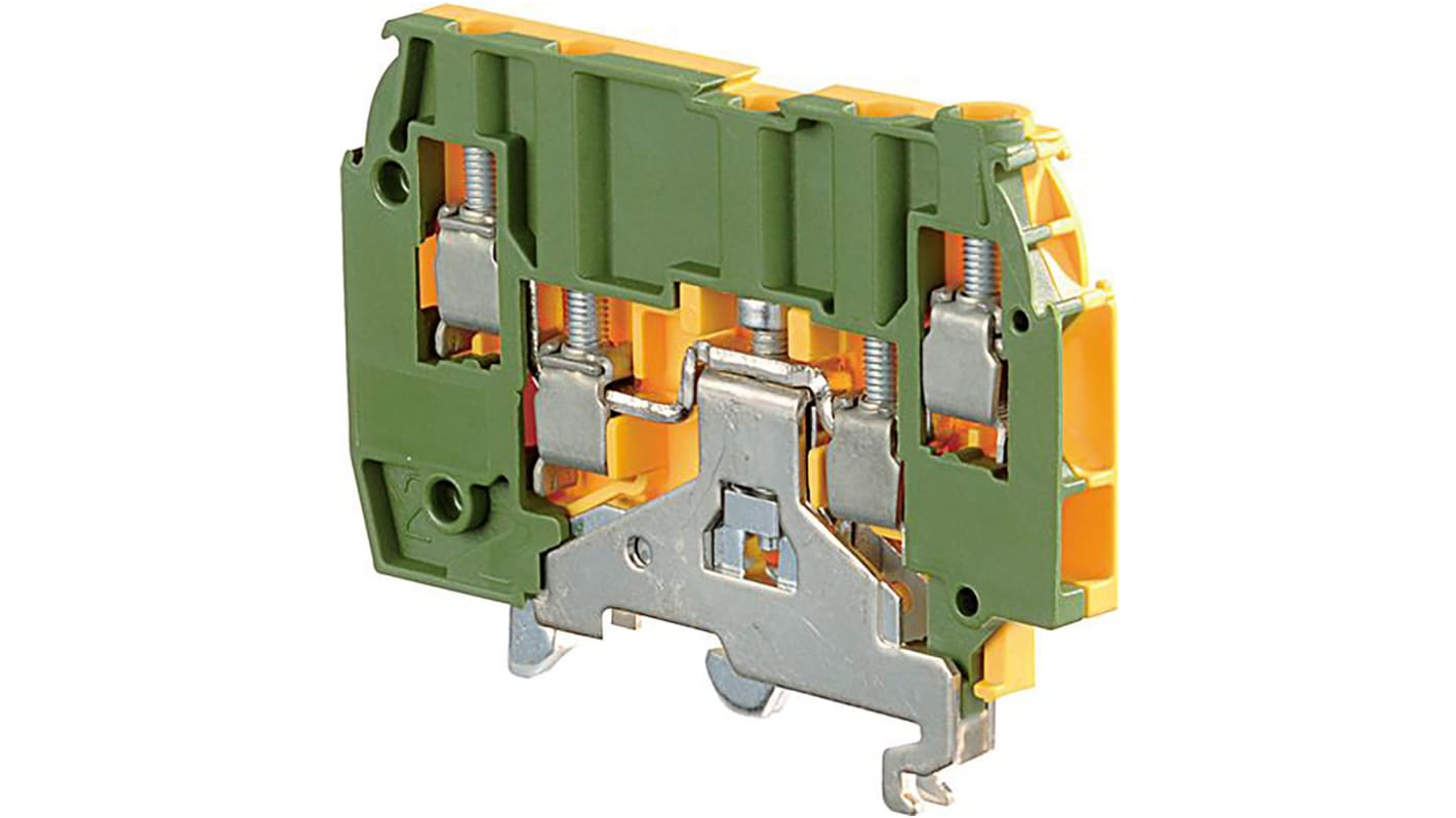 ABB SNA Series Green/Yellow Non-Fused DIN Rail Terminal, 4mm², Single-Level, Screw Termination