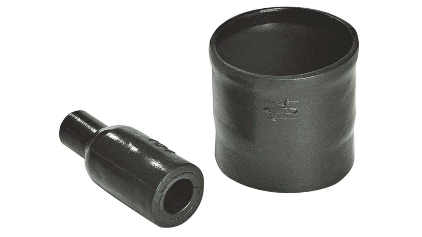 HellermannTyton Wärmeschrumpfschlauch, Kabelmuffe, Ø 12mm Ø 6mm, Flüssigkeit resistentes Elastomer, Schwarz, 1-Wege