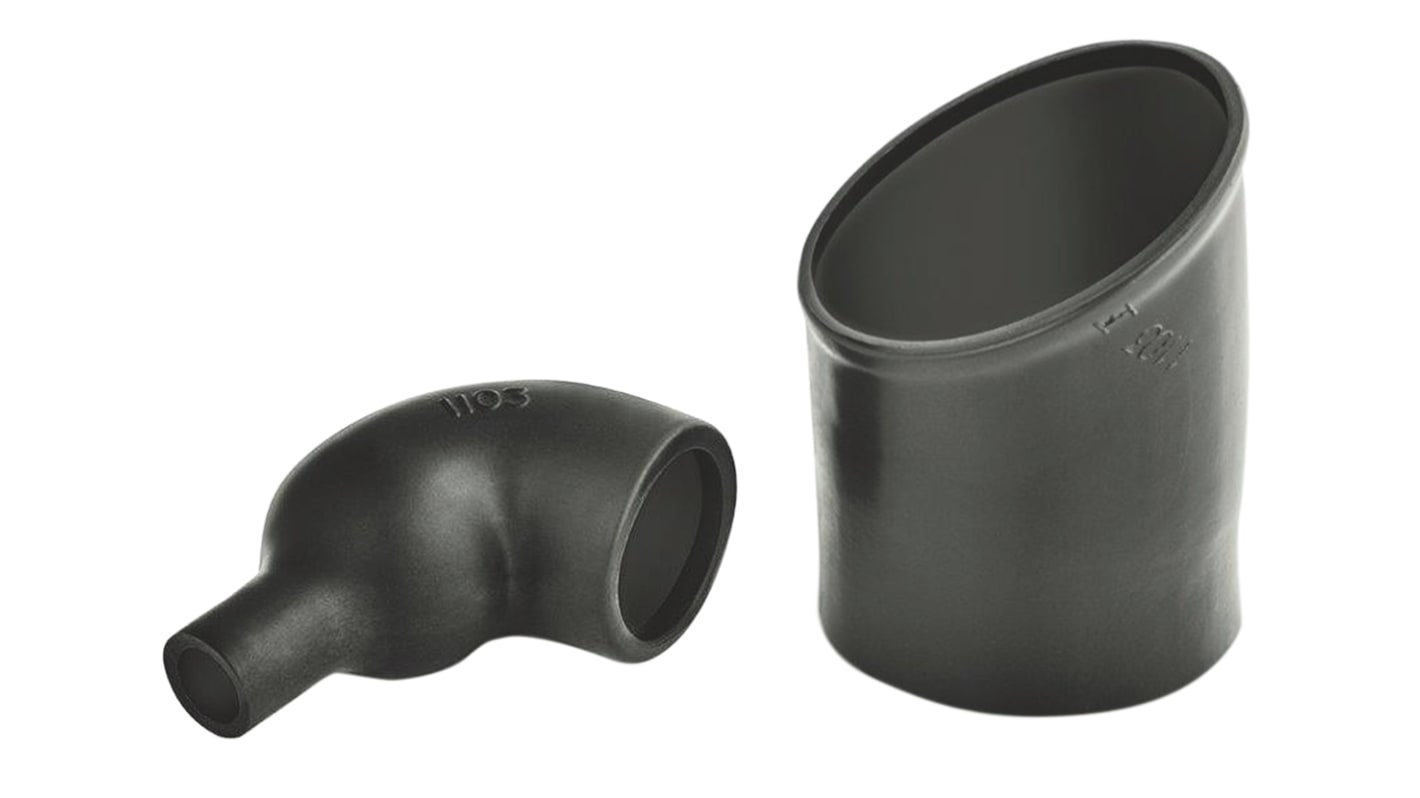 HellermannTyton Wärmeschrumpfschlauch, Kabelmuffe, Ø 12mm Ø 6mm, Flüssigkeit resistentes Elastomer, Schwarz, 1-Wege