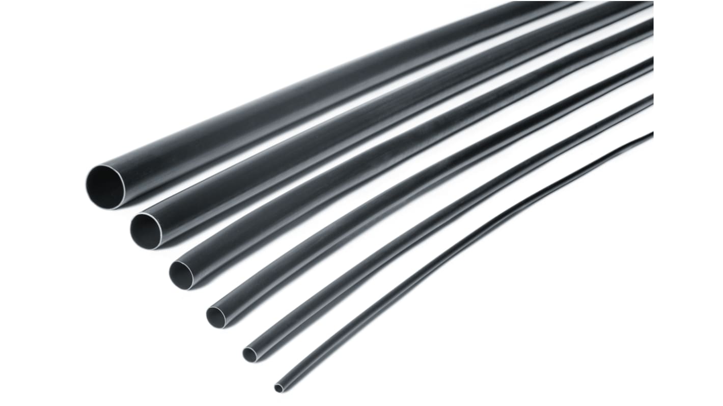 HellermannTyton Adhesive Lined Heat Shrink Tubing, Black 4.5mm Sleeve Dia. x 1.2m Length 3:1 Ratio, TA37 Series
