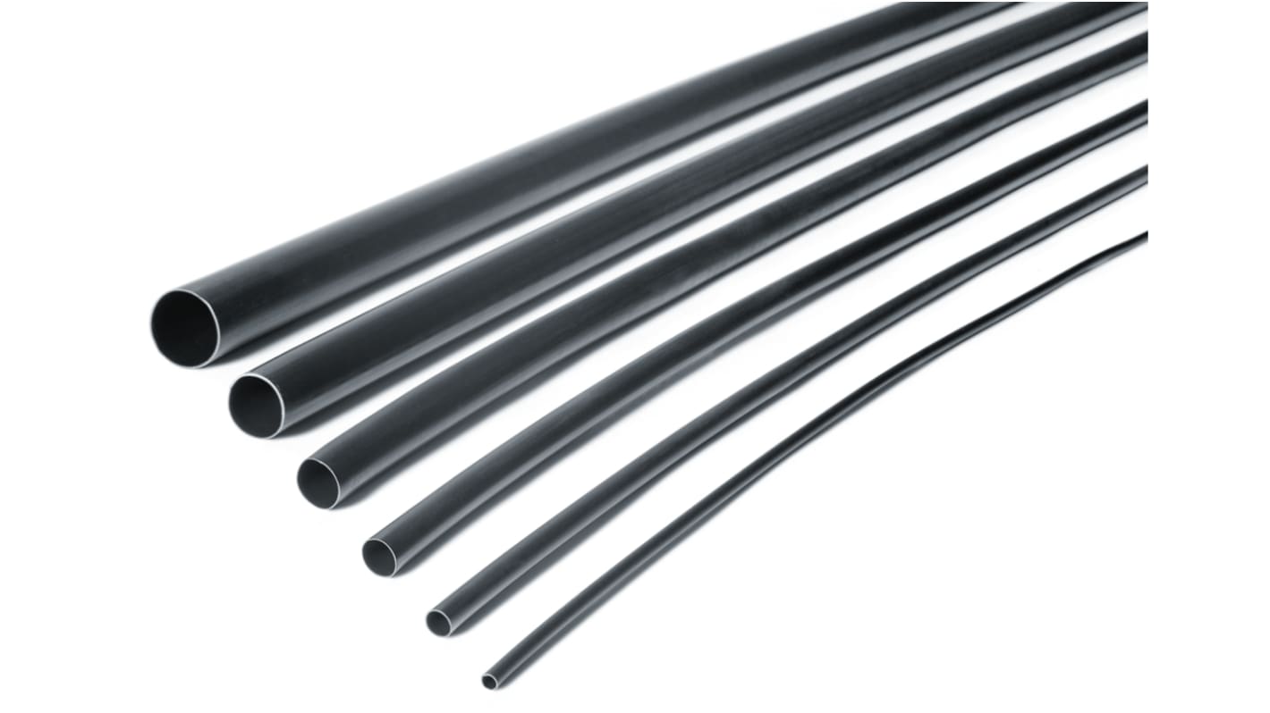 HellermannTyton Adhesive Lined Heat Shrink Tubing, Black 3mm Sleeve Dia. x 1.2m Length 3:1 Ratio, TA37 Series