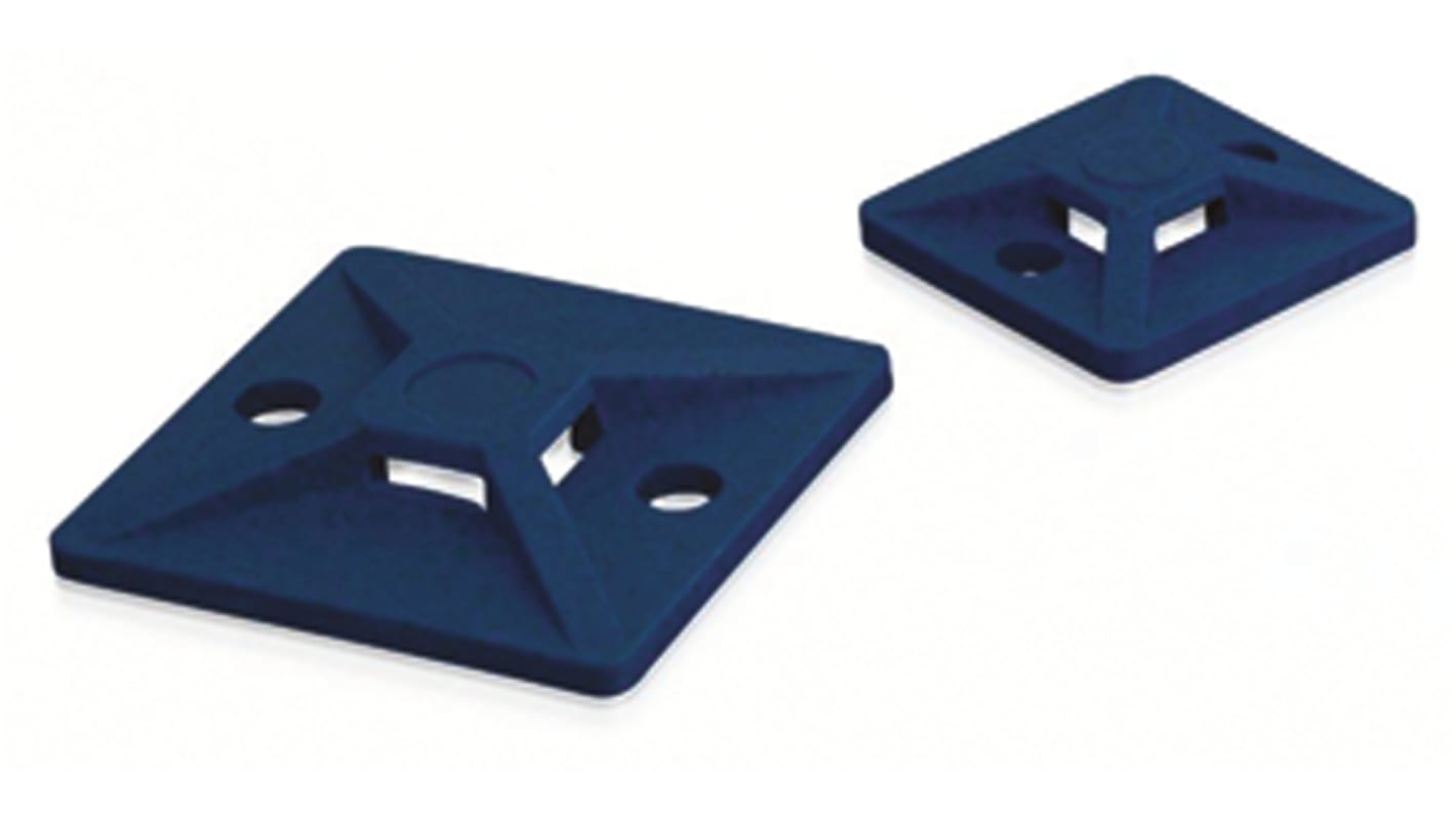 Base para bridas HellermannTyton MCT30 de Polipropileno detectable de metal Azul, 19mm x 19 mm