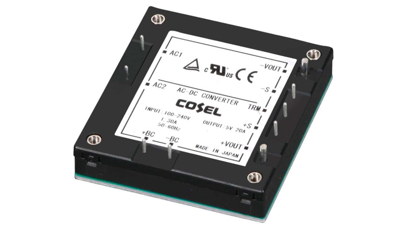 Cosel Switching Power Supply, TUNS100F24, 24V dc, 4.2A, 100.8W, 1 Output, 85 → 264V ac Input Voltage