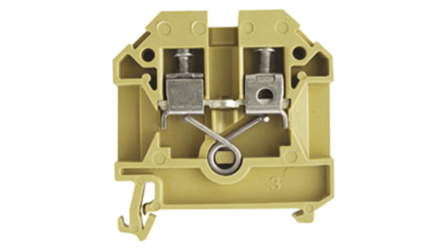 Weidmüller SAK Series Beige, Yellow Feed Through Terminal Block, 0.5 → 4mm², Single-Level, Screw Termination