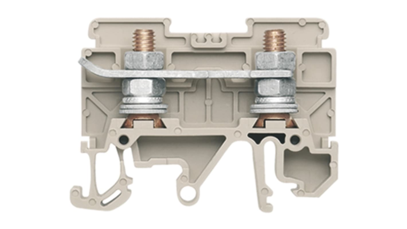 Weidmuller ST 5 Series Dark Beige Feed Through Terminal Block, 16mm², Single-Level, Screw Termination