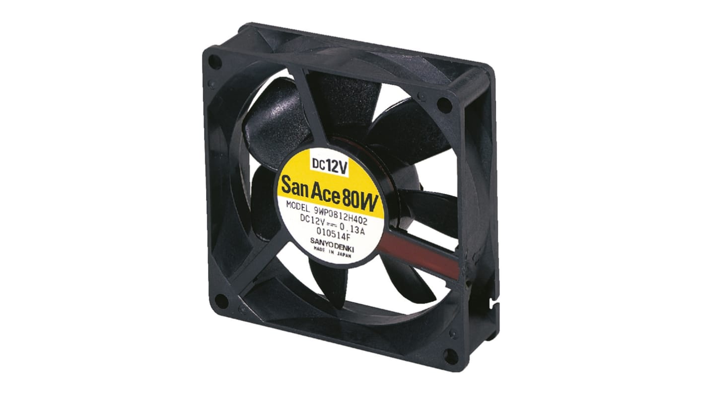 Sanyo Denki San Ace 9WP Series Axial Fan, 12 V dc, DC Operation, 74.5m³/h, 1.68W, 140mA Max, IP68, 92 x 92 x 25mm