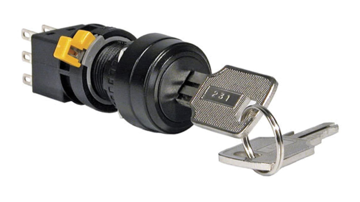 Idec IP65 Push Button Switch, DPDT, 100 mA 3-Way Common-Key