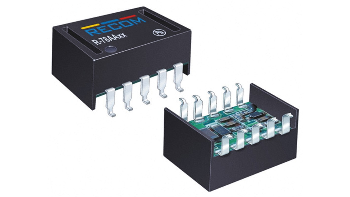 Regolatore switching Recom, ingresso 15 → 32V cc, uscita 12V cc, 500mA, 0.4W