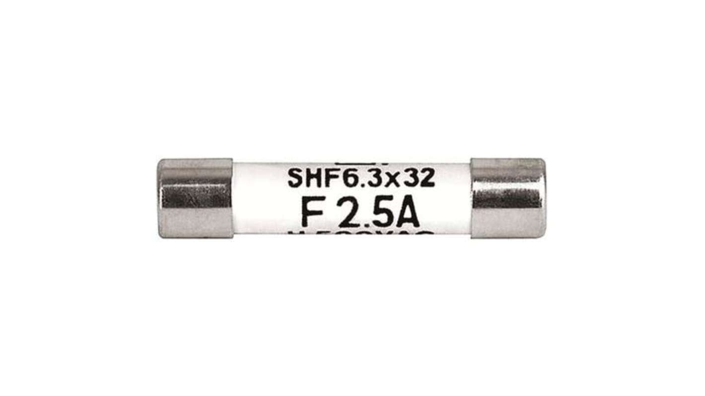 Fusible de cartucho cerámico Schurter, serie SHF 6.3x32, 500V ac, 1A, 6.3 x 32mm, acción rápida