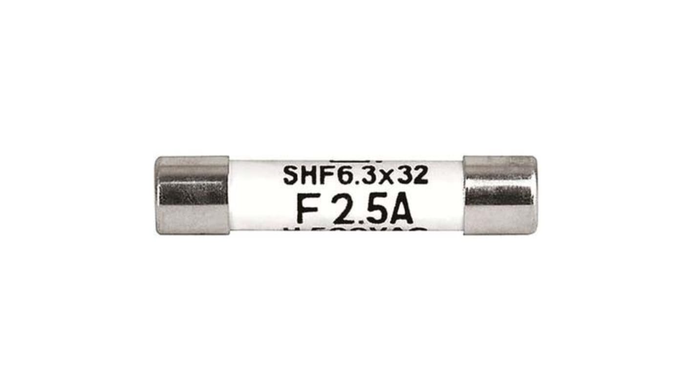 Fusible de cartucho cerámico Schurter, serie SHF 6.3x32, 500V ac, 6.3A, 6.3 x 32mm, acción rápida