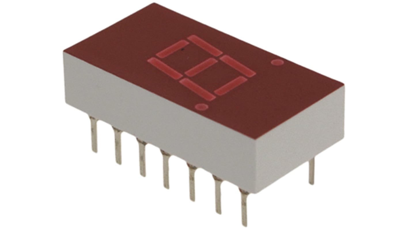 Broadcom LED-Anzeige 7-Segment, Rot Zeichenbreite 5.2mm Zeichenhöhe 7.6mm Durchsteckmontage