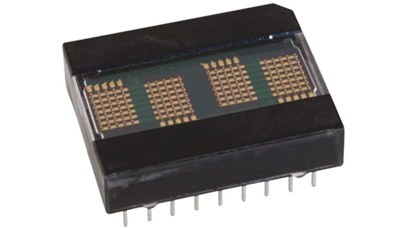 Broadcom LED-Anzeige Punktmatrix 4-Digit, Grün 574 nm Zeichenbreite 3.4mm Zeichenhöhe 5.1mm THT