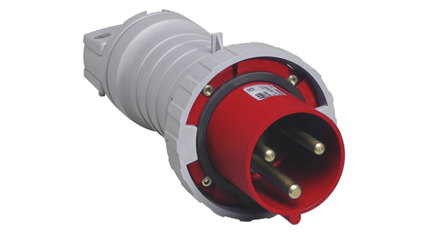 Amphenol Industrial, Tough & Safe IP67 Red Cable Mount 3P + E Industrial Power Plug, Rated At 125A, 415 V