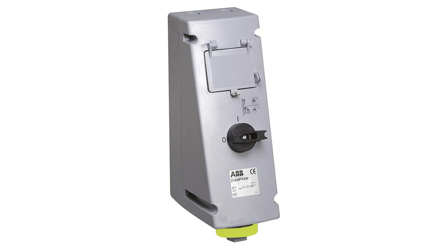 Amphenol Industrial Vertical Switchable IP67 Industrial Interlock Socket 2P+E, 16A, 100 → 130 V