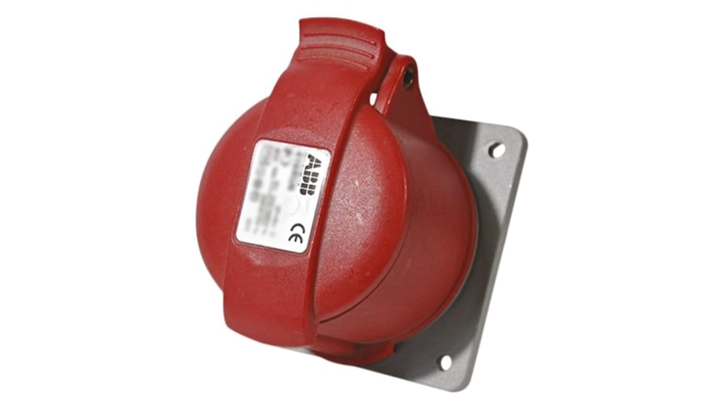 Amphenol Industrial Easy & Safe Leistungssteckverbinder Buchse Rot 3P + N + E, 415 V / 16A, Tafelmontage IP44