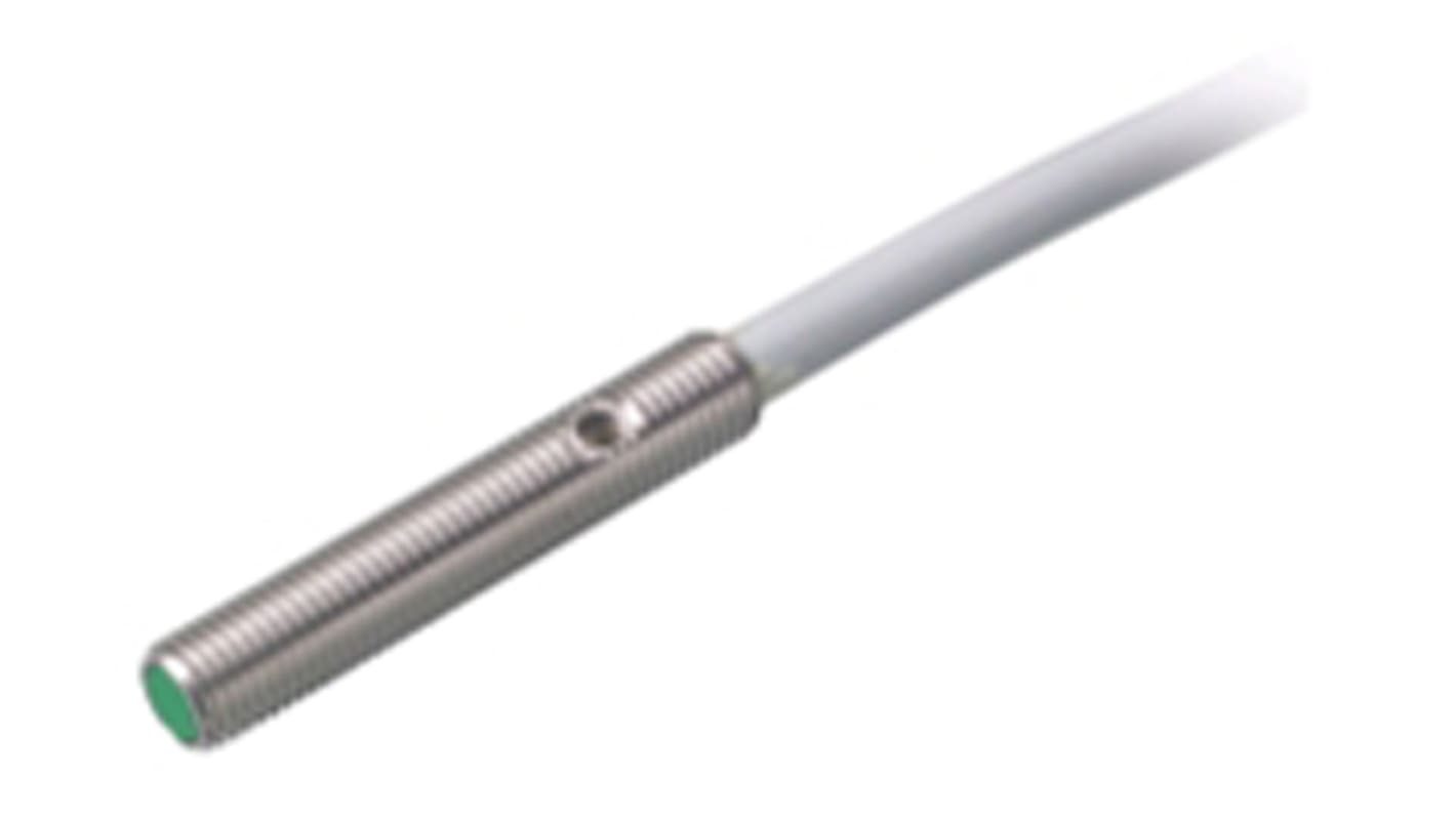 Pepperl + Fuchs Inductive Barrel-Style Proximity Sensor, M4 x 0.5, 1 mm Detection, PNP Output, 10 → 30 V dc, IP67