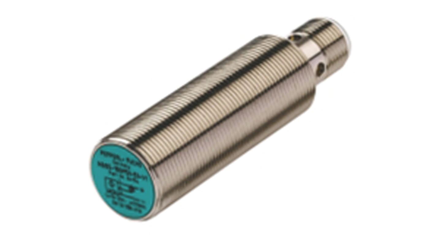 Pepperl + Fuchs Inductive Barrel-Style Proximity Sensor, M12 x 1, 8 mm Detection, PNP Output, 10 → 60 V dc,