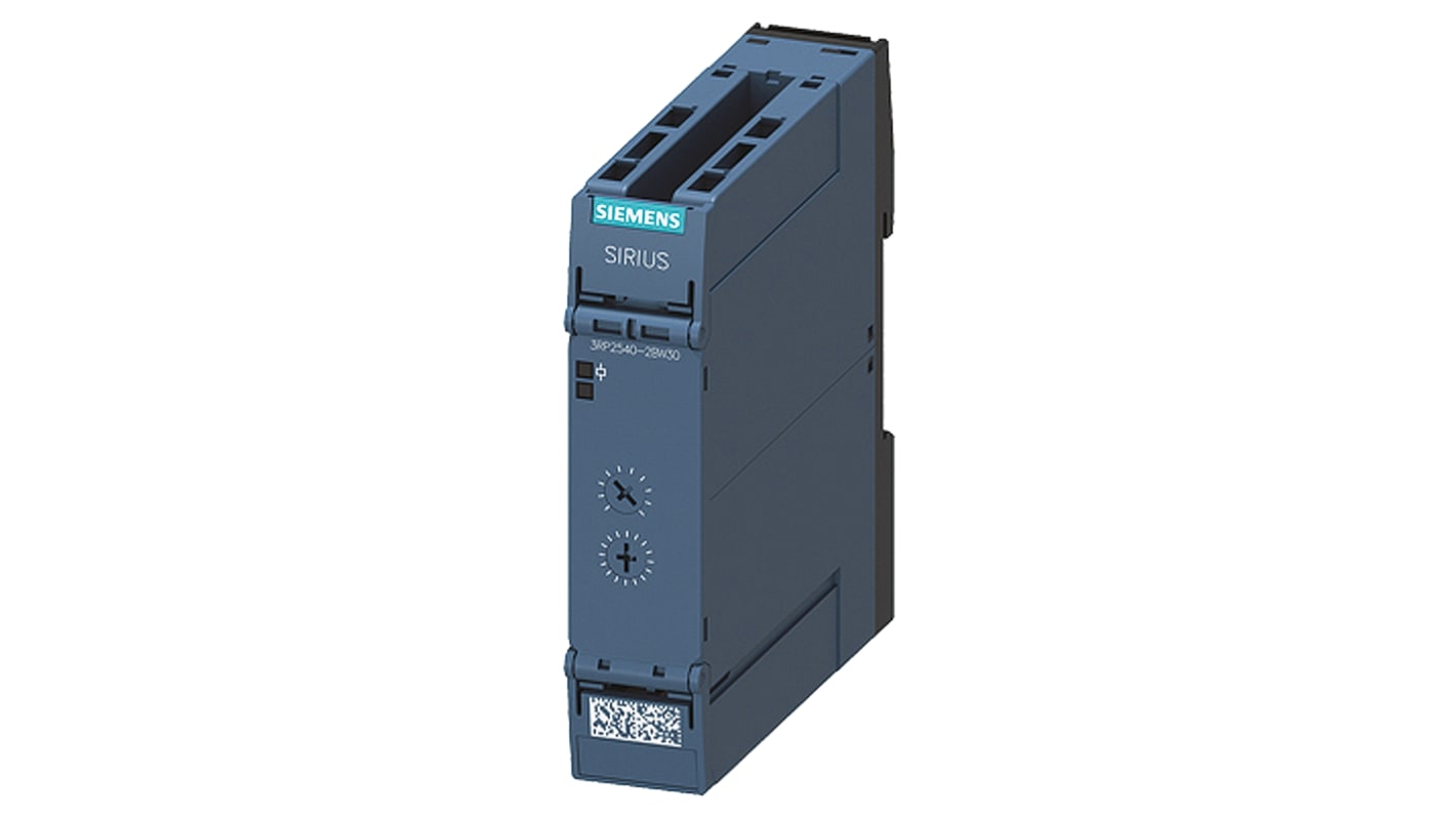 Siemens 3RP25 Series DIN Rail Mount Timer Relay, 12 → 240V ac/dc, 2-Contact, 0.05 → 600s, 1-Function, DPDT