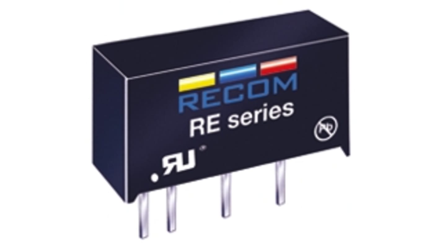 Recom RE DC-DC Converter, 12V dc/ 83mA Output, 10.8 → 13.2 V dc Input, 1W, Through Hole, +85°C Max Temp -40°C