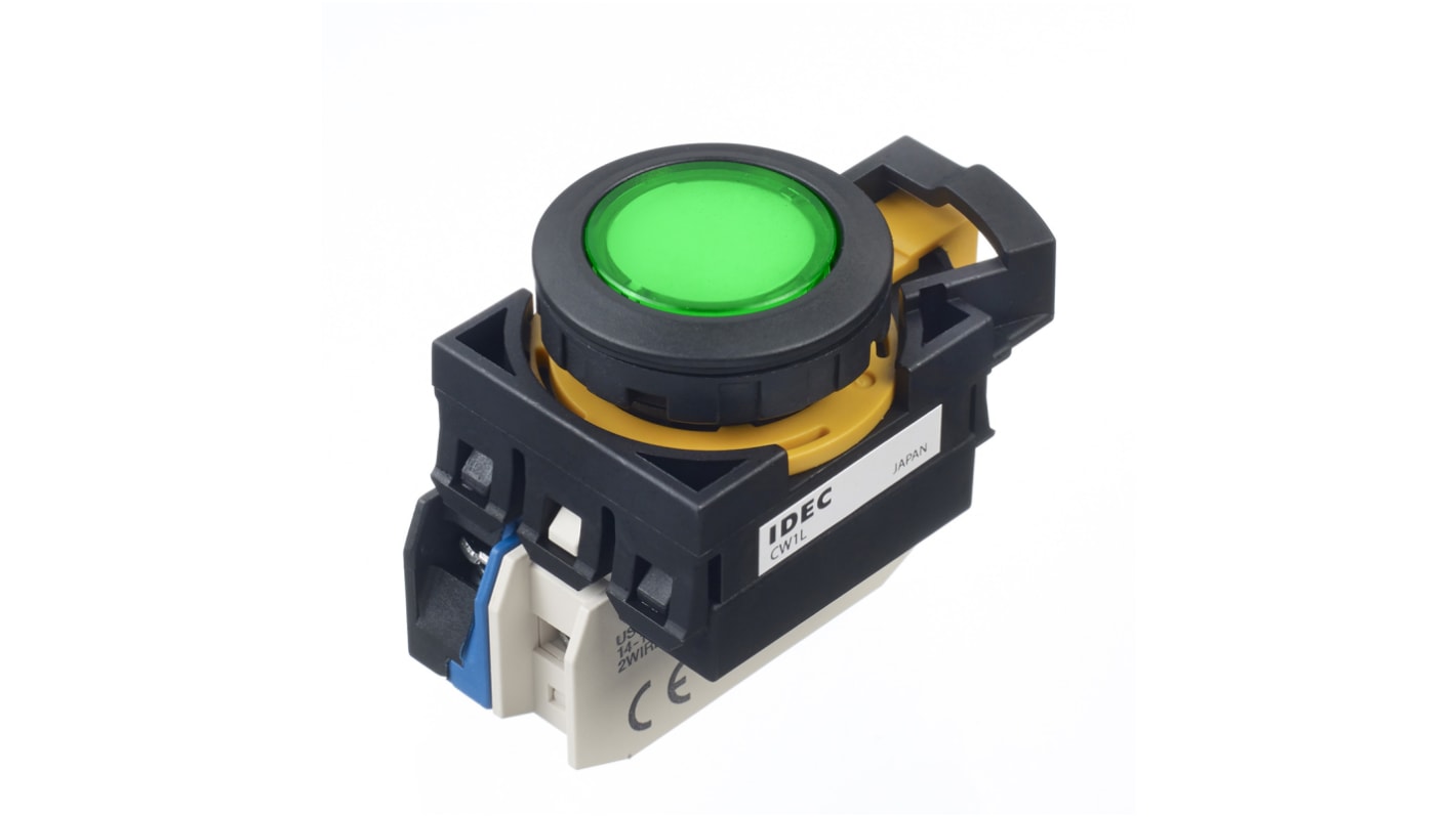 Idec IDEC CW Series Illuminated Push Button, Panel Mount, 22mm Cutout