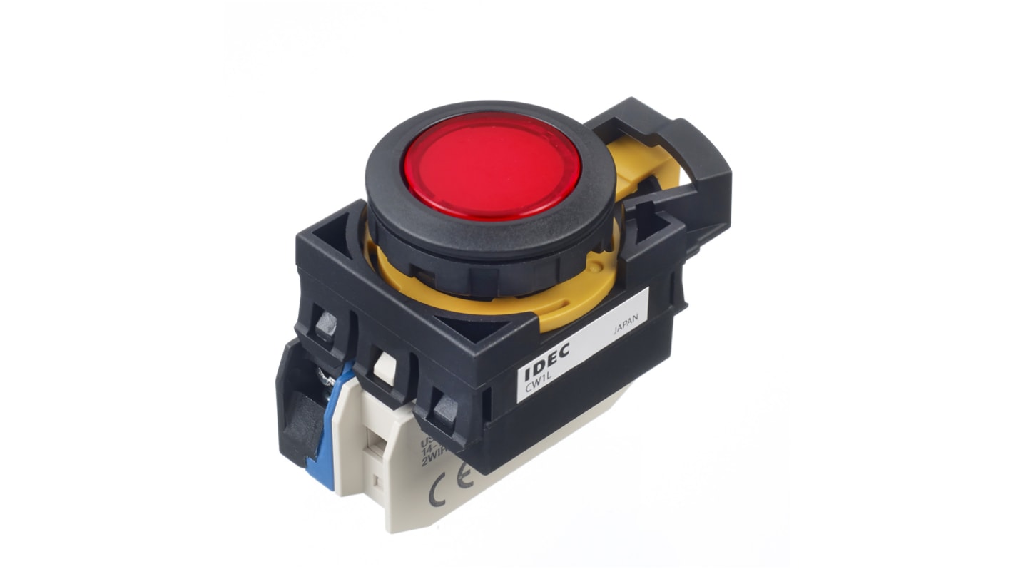 Idec IDEC CW Series Illuminated Push Button, Panel Mount, 22.3mm Cutout