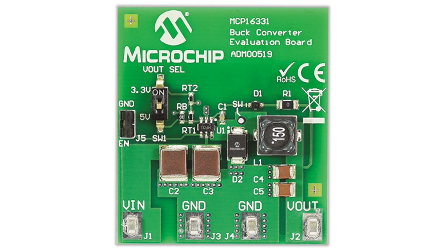 Placa de evaluación Conversor elevador de tensión Microchip - ADM00519