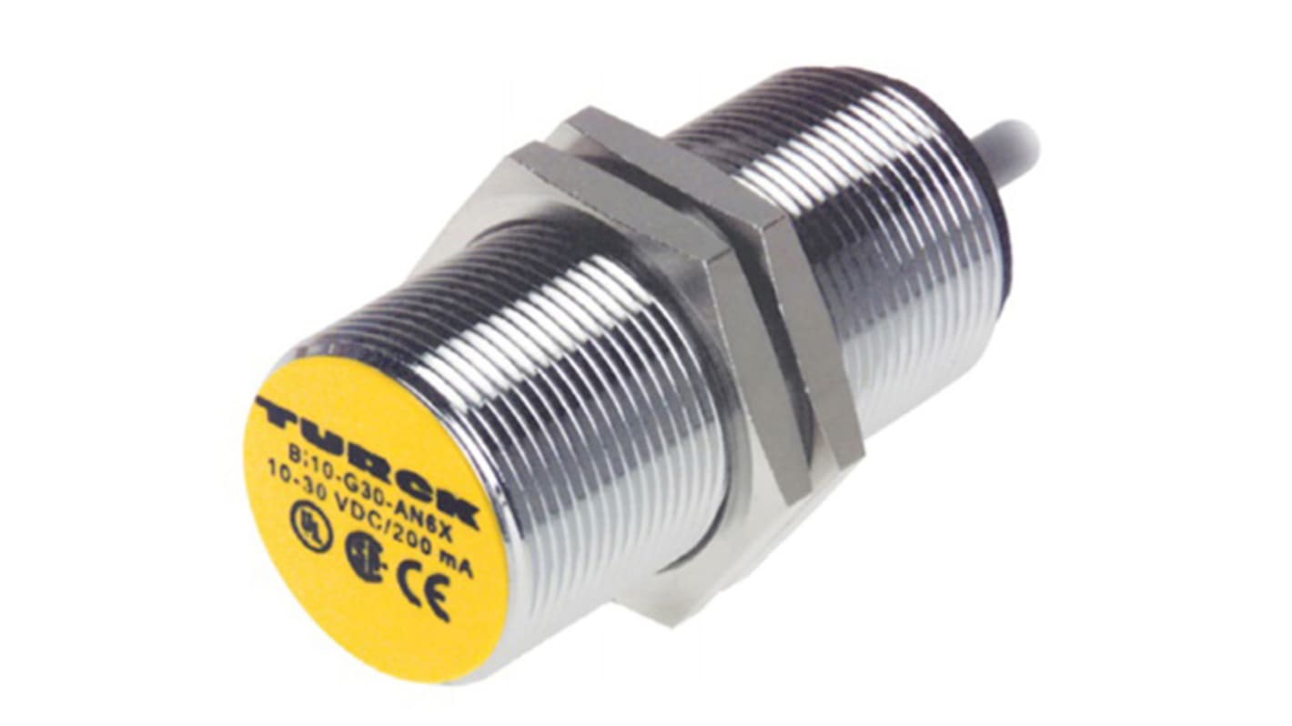 Turck Barrel-Style Proximity Sensor, M30 x 1.5, 15 mm Detection, NO Output, 10 → 300 V dc, 20 → 250 V ac,