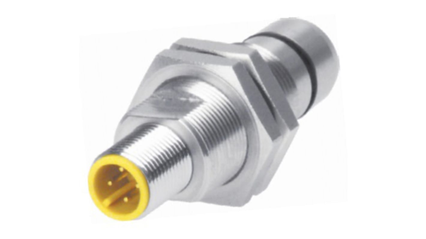 Turck Inductive Barrel-Style Proximity Sensor, M12 x 1, 2 mm Detection, PNP Output, 10 → 30 Vdc, IP67