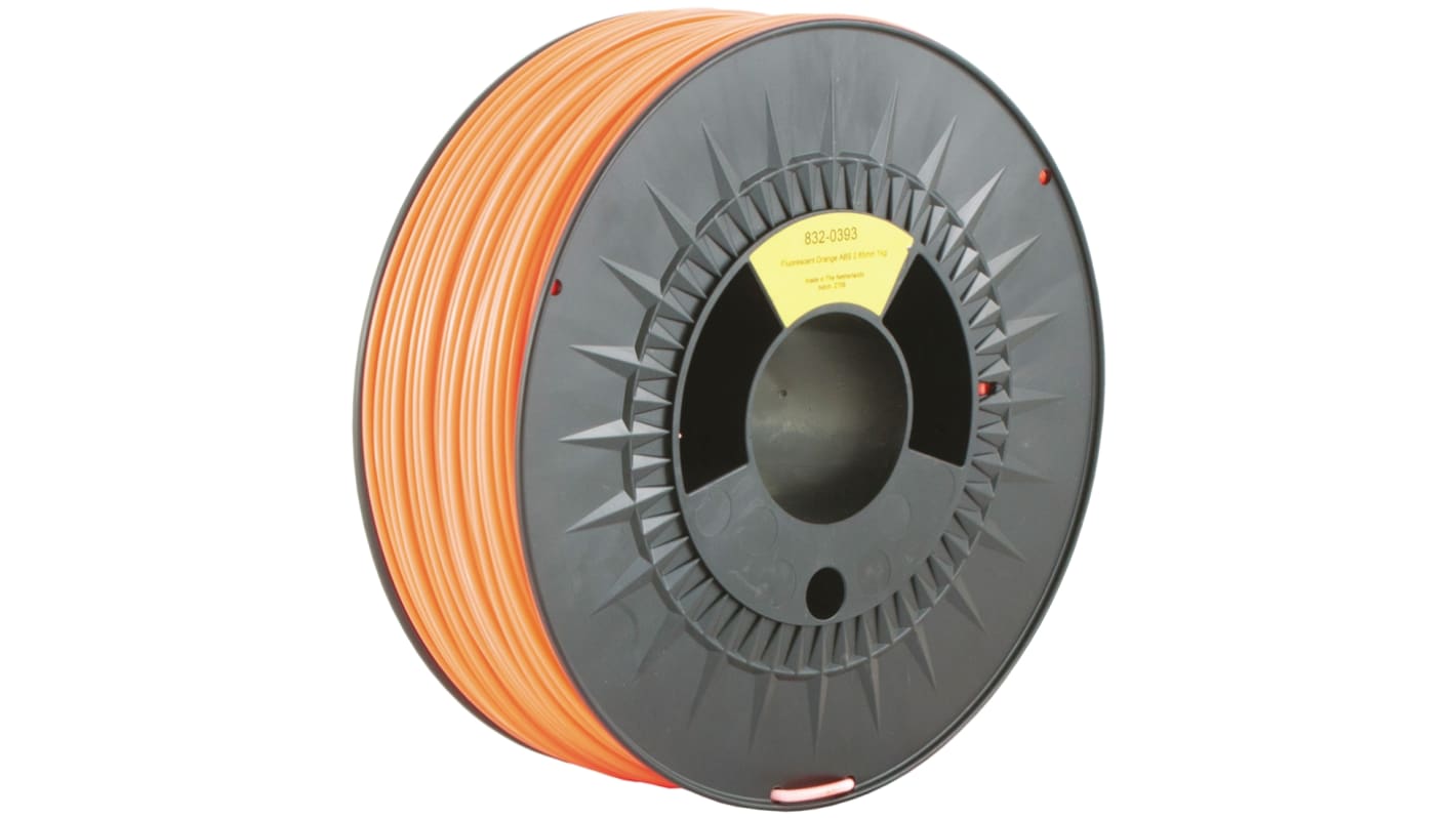 Filament pour imprimante 3D RS PRO, ABS, Ø 2.85mm, Orange fluorescent, 1kg, FDM