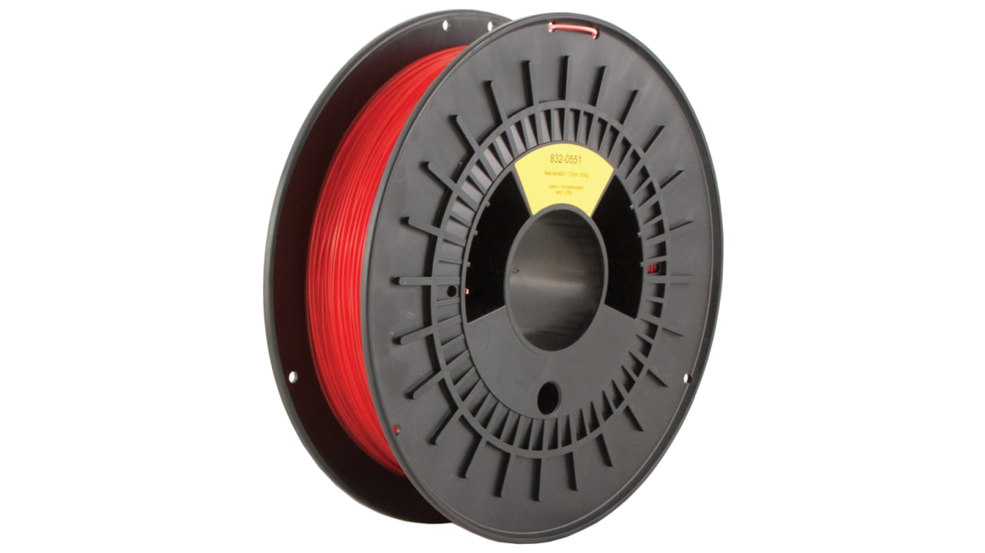 RS PRO M-ABS 3D-Drucker Filament zur Verwendung mit Gängige Desktop-3D-Drucker, Rot, 1.75mm, FDM, 500g