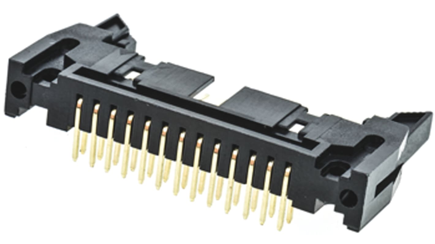 Amphenol ICC T816 Series Right Angle Through Hole PCB Header, 26 Contact(s), 2.54mm Pitch, 2 Row(s), Shrouded