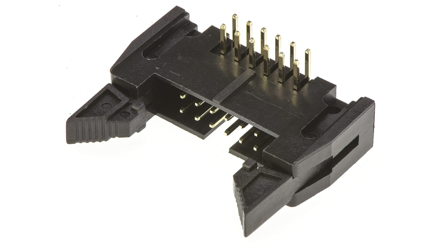 Conector macho para PCB Ángulo de 90° Amphenol ICC serie T816 de 12 vías, 2 filas, paso 2.54mm, para soldar, Montaje en