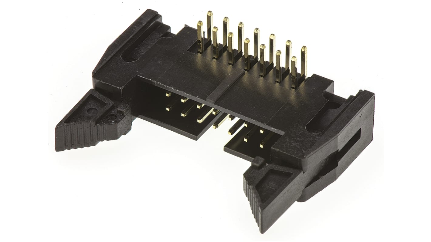 Conector macho para PCB Ángulo de 90° Amphenol ICC serie T816 de 14 vías, 2 filas, paso 2.54mm, para soldar, Montaje en