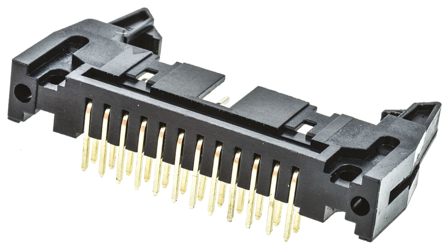 Amphenol T816 Series Right Angle Through Hole PCB Header, 24 Contact(s), 2.54mm Pitch, 2 Row(s), Shrouded