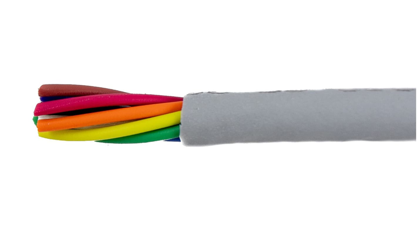 Alpha Wire Ecogen Ecocable Mini Control Cable, 8 Cores, 0.09 mm², ECO, Unscreened, 30m, Grey mPPE Sheath, 28 AWG