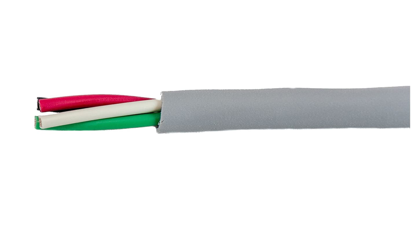 Alpha Wire EcoCable Mini Control Cable, 4 Cores, 0.15 mm², ECO, Unscreened, 30m, Grey mPPE Sheath, 26 AWG