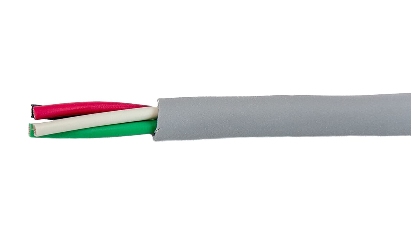 Alpha Wire EcoCable Mini Control Cable, 4 Cores, 0.61 mm², ECO, Unscreened, 30m, Grey mPPE Sheath, 20 AWG