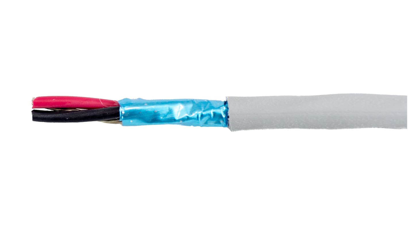 Alpha Wire Control Cable, 2-leder, 0,15 mm², Skærmet, Grå, UD: 2.69mm 30m, Ecogen Ecocable Mini, CE, CSA, UL